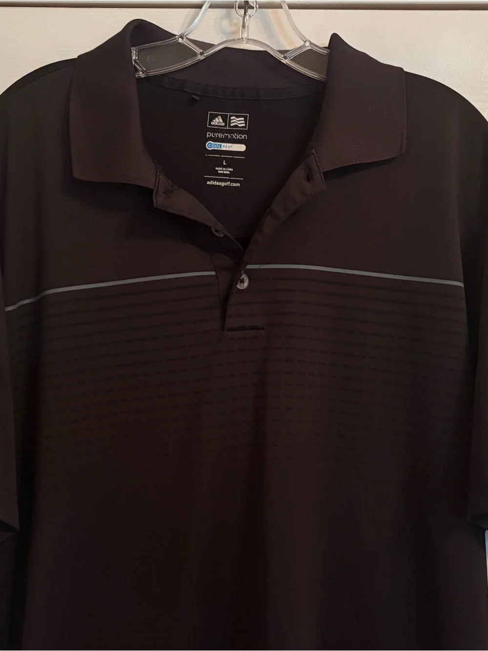 adidas Men's Black Polo with Subtle Gray Stripe